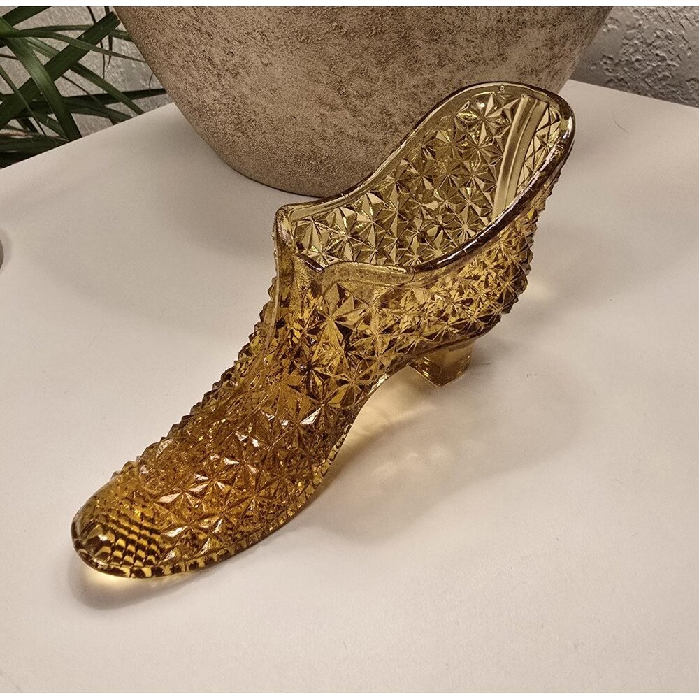 Vintage Amber Glass Shoe